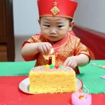 Bé Trai Đang Bốc Thơm Bánh Đầy