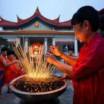 Dâng hương tại đền