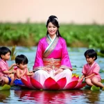 Cô Bơ Ngự Trên Hoa Sen