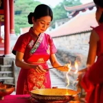 Dâng hương tại đền Mẫu